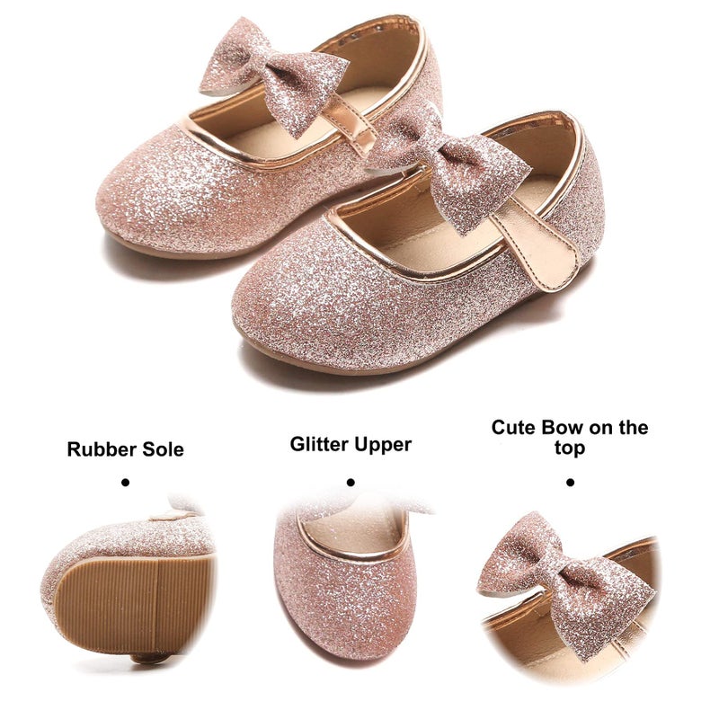 Felix & Flora Girls Mary Jane Flat Dress Shoe for Toddler Little Kid Party School (7 Toddler,Pink) - Image 4